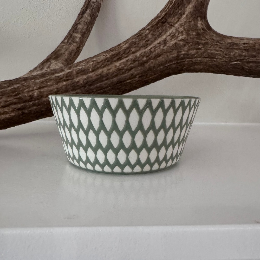 BIA Cordon Bleu Ooh La La Sage Green Geometric Diamond Stoneware Bowl 4.75"